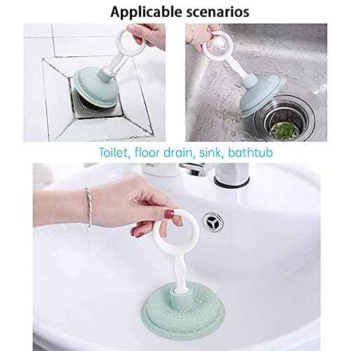 Sink Plunger,Mini Hand Drain Plunger,Small Force Pump Helper Unclogger Tool Clog Remover for Bathrooms,Kitchens,Sinks,Baths and Showers(Green,4.13Inch¡¿6.5Inch)