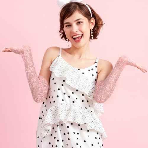 UV Protection Lace Arm Sleeves, 3pcs Long Laces Solid Gloves Fingerless, Women Sexy Lace Floral Sleeve Arms, Summer Cooling Laces Arm Mesh Sleeves for Driving Wedding Prom Dress Outdoor