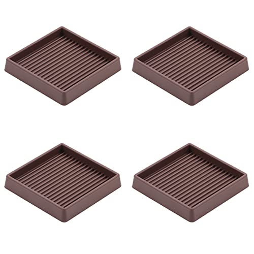 VOCOMO 3x3 Square Rubber Caster Cups Brown Non Slip Furniture Pads - 4 Pack