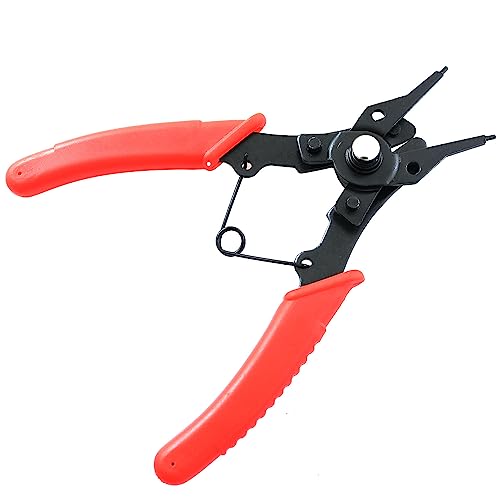 Snap Ring Pliers TAODAN 1Set 4 In 1 C Clips Removal Retaining Set for Automotive and Engine Repair, Interchangeable Jaw Head 45 90 and 180 Degree Angled Jaws, AC Compressor Clutch Holding Tool