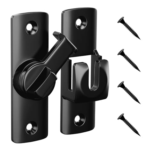 MaozyHomie Black Flip Door Latch 90/180 Degree Barn Door Lock Hardware, Secure Cabinet & Bathroom Gate, 1 Pack