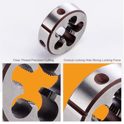 M8 x 1.25mm Metric Tap and Die Set, M8 x 1.25mm High-Speed Steel Machine Round Tap Die Set, Right Hand Thread Tap and Round Thread Die Tool