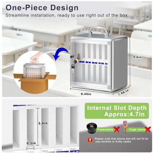 Loghot Silver Aluminum Cell Phone Lock Box with 12 Slots & Keys