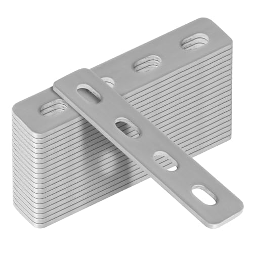 20 Pack Flat Steel Mending Plates with Slots for 5/16" Bolts - Reinforcing Brackets
