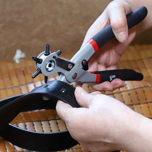 UNCO Leather Hole Punch Tool - Multi Size Punch for Belts & Leather - Belt Punch for Leatherwork