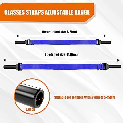 Adjustable Glasses Strap-6 Pack No Tail Eyeglass Straps Eyewear Retainer Sport Unisex Sunglass Straps Holder(8.2 IN)