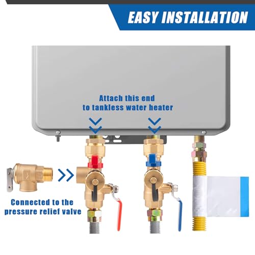 Janhemei 3/4 Inch IPS Tankless Water Heater Relief Valve Kit | Lead-Free Brass