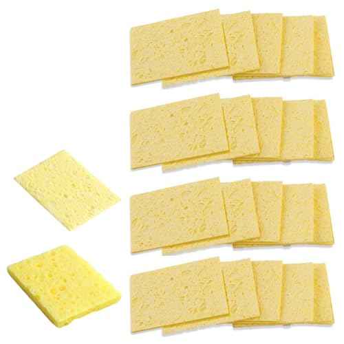 20Pcs Soldering Sponge 50x35mm Square, Replacement Solder Welding Iron Cleaning Pads Sponge (Thickened)
