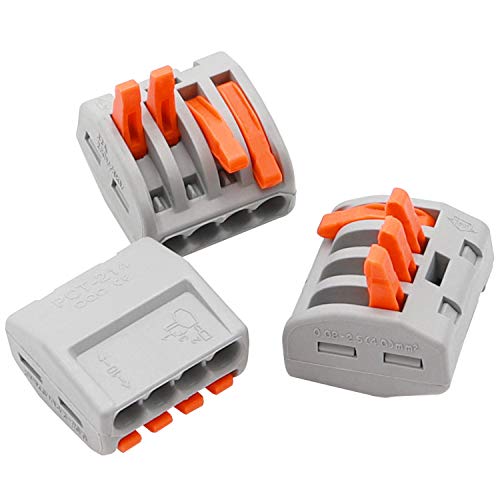 25 Pcs Smseace 4-Port Lever Nut Wire Connectors - Fast Conductor Terminals PCT-214