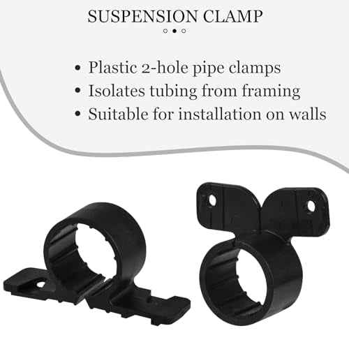 52PCS 3/4 Inch Pex Suspension Pipe Clamps Set, Pipe Supports Suspension Clamp Includes 40PCS Black Pex Tubing Pipe Support & 12PCS Butterfly Style Pex Tubing Clamps for Pex, Copper, CPVC Pipe