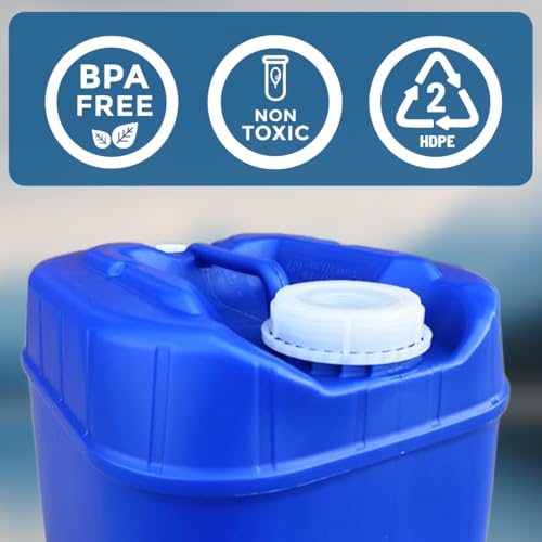 Aguaprep 5-Gallon Stackable Water Storage Containers Set with 4 Lids & Spigot - Emergency & Disaster Preparedness