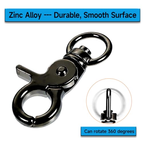 Autokcan 10PCS Trigger Snap Hooks 2.32'' Zinc Alloy Black Heavy Duty for Dog Leash & Bag Clips