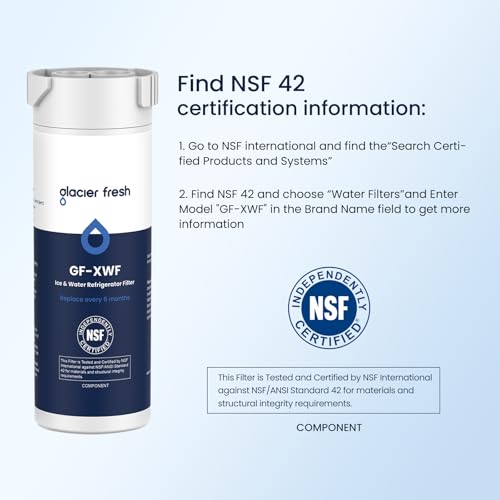 GLACIER FRESH XWF Refrigerator Water Filter 3 Pack - Compatible with GE XWF, NSF Certified, 6-Month Replacement