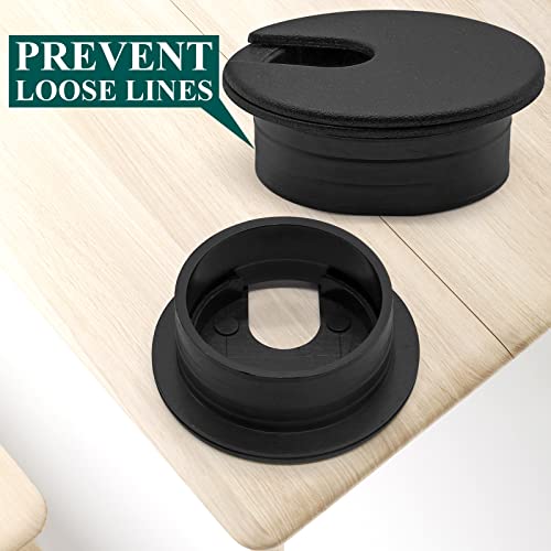 Litoexpe 2 Pcs Black Desk Cable Grommet 1-1/2 Inch for Cable Management