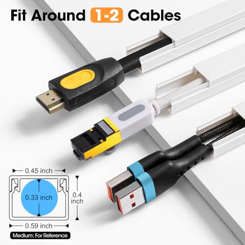 YesBes 116in Wall Cord Hider Kit Paintable Cable Raceway for Wires, White