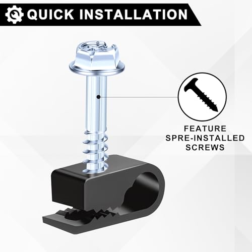 All Weather Cable Clips with Screws - 1/4 Inch (6mm) UV-Resistant Wire Fasteners for Outdoor & Indoor Use, 30 Pack