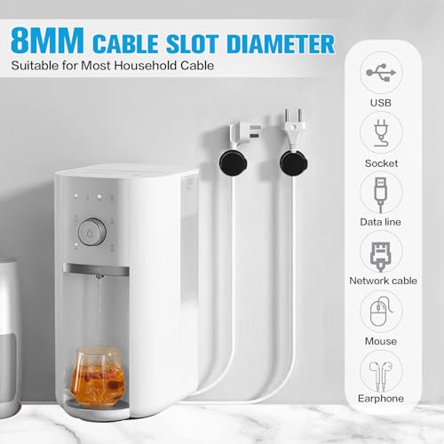 6 Pack Cable Organizer Clips for Desk - 360° Rotatable Spring-Loaded Cord Holders