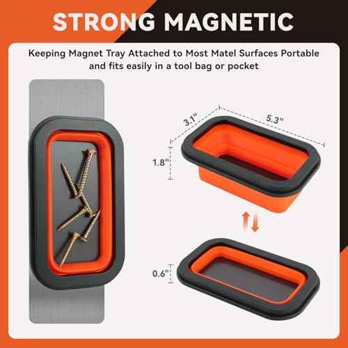 4 Pack Telescoping Magnet Pick-up Tool Set with Magnetic Parts Tray, Extendable Magnetic Pick Up Tools & Flexible Magnet Pickup Tool