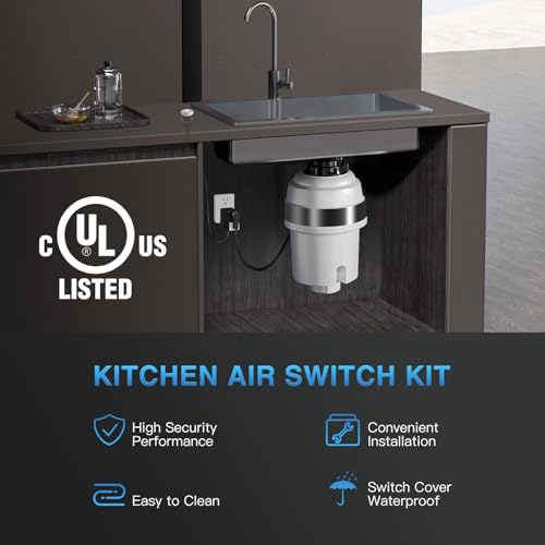 AINIAILU Brushed Stainless Steel 3.6-Inch Garbage Disposal Air Switch Kit Sink Top Button UL Listed