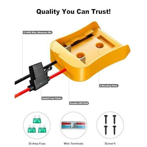 2 Pack 20V Adapter for Dewalt Battery Adapter Compatible with Power Wheels Battery Conversion Upgrade Kit for DIY Rc Car Toys, Robotics and Rc Truck with 30A Fuses Wire Terminals 12AWG Wire