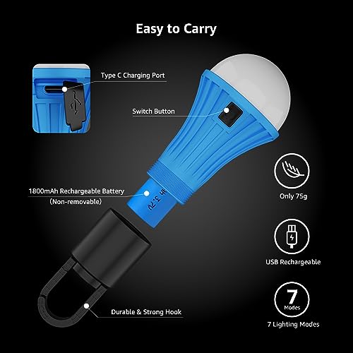 Rechargeable Camping Lantern with 7 RGBW Light Modes - 2 Pack