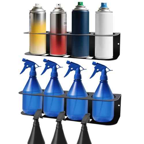 Spray Bottle Holder Wall Mount Metal Spray Can Storage Rack Paint Aerosol Can Organizer for Garage Workshop, 2 Pack
