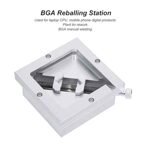 HT?90 90x90 BGA Reballing Station, Aluminum Alloy BGA Reballing Stencil, BGA Reball Stencil for 9-43mm BGA Chip and Laptop CPU Mobile Phone Rework