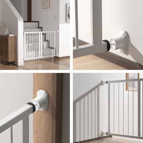 ICERO Baby Gate Extender Wall Protector (4 Pack) Pressure Mounted Gates Extension Kit Extends 1.1-3.5 inches Child Safety Gates and Protect Walls & Doorways from Pet & Dog Gates,Work on Stairs,White