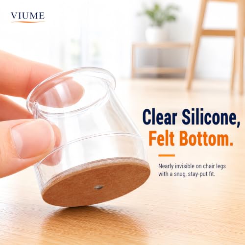 VIUME 24 Pcs Clear Universal Round & Square Chair Leg Floor Protectors for Hardwood Floors