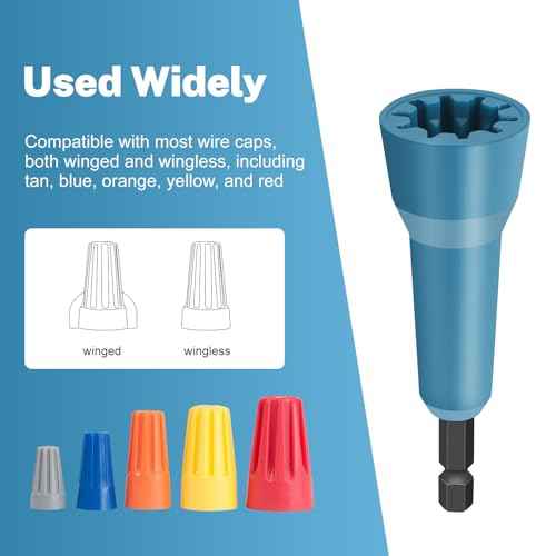 Wire Nut Twister & Wire Twister Tool for Drill, 1/4" Chuck Spin Twist Connector Socket, Compatible with 8-14 AWG, Quick Cable Stripping and Twisting Driver (4pcs)