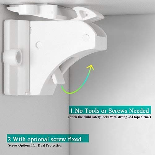 Vmaisi Child Safety Magnetic Cabinet Locks - 16 Locks & 2 Keys, Baby Proofing
