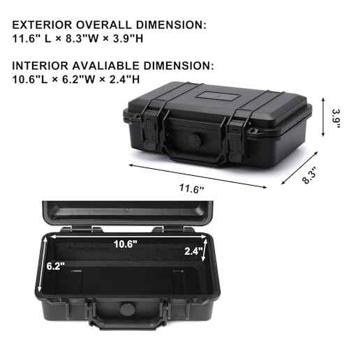 Mayouko Portable Tool Box with Shock- Proof Sponge, Water Proof Grade IP67, Waterproof Hard Case with Foam Insert, Shockproof Carrying Case, Explosion Proof Box, 11.6"L¡¿8.3"W¡¿3.9"H