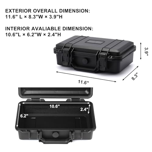 Mayouko IP67 Waterproof Tool Box with Foam Insert, 11.6 x 8.3 x 3.9 in – Shockproof Hard Case