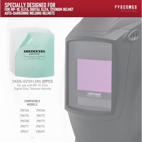 20PCS - 216326 MP-10 Elita Titenlum Front Outside Replacement Welding Helmet Clear Lens Cover