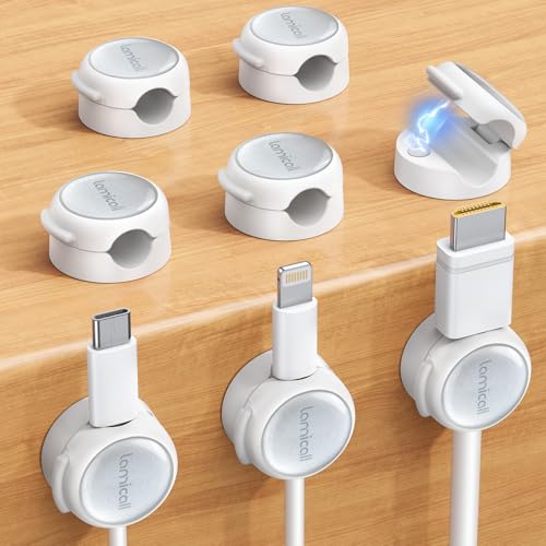Lamicall Magnetic Cable Clips 8-Pack Silver Shine Desk Organizer - Snow White Variant