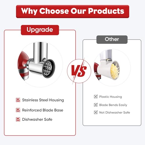 InnoMoon Stainless Steel Slicer Shredder Attachment for KitchenAid Stand Mixers – Silver