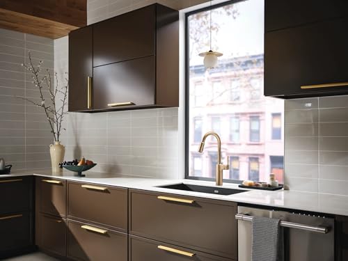 Moen Inara Bronzed Gold One-Handle Pre-Rinse Spring Pulldown Kitchen Faucet with Power Boost, 87863BZG