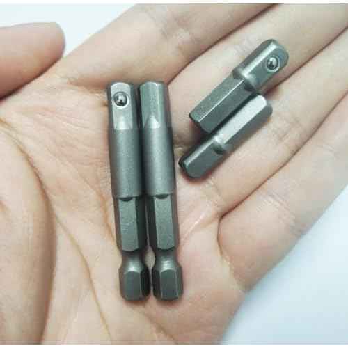 8 Pieces 1/4 Hex to 1/4 Socket Adapter, 1/4" Hex to Square Socket Bit Adapter,Power Tool Replacement Part Adapter Suitable for Drill Driver Socket Driver Electric and Pneumatic Drill