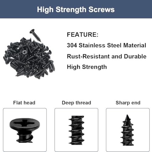 24 Pack Black Stainless Steel Flat Brace Mending Plates - Heavy Duty Furniture Repair Brackets with Screws