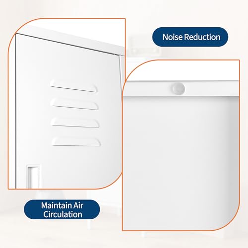 White Lockable Metal Locker Cabinet - 39"H Storage Closet with Adjustable Shelves