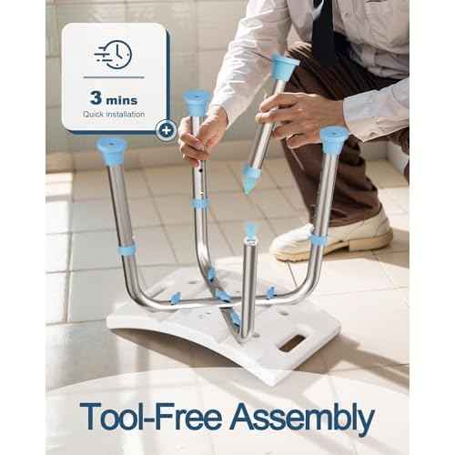 HOMLAND Shower Chair for Inside Shower, 400 lbs Adjustable Shower Stool with Suction Feet, Shower Seat for Inside Tub Bathroom Bench Bath Chair for Elderly and Disabled - Light Blue