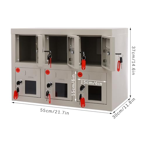 Weglae 6 Port Lockable Cell Phone Locker Charging Station - Secure 6-Device Organizer