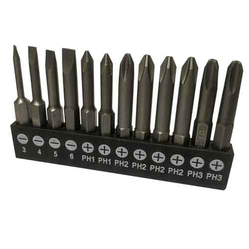 aiyun 12 Piece Slotted Phillips Head Drill Bits, 1/4 Hex Shank Magnetic Screw Driver Bit Set S2 Steel 2 Inch Long Screwdriver Sets (2 Inch)