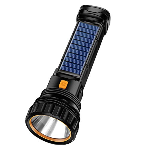 E-SHIDAI Solar Rechargeable Flashlight - Black, 1 Pack Camping & Emergency Light