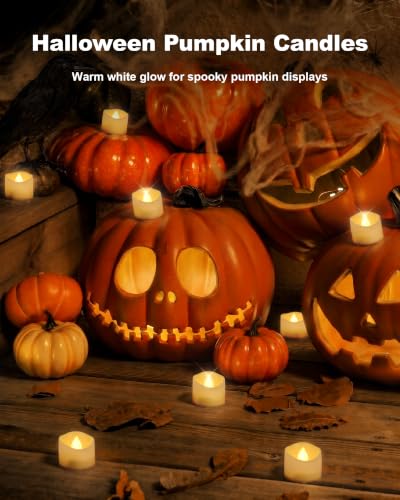Homemory 12-Pack Remote Flameless LED Tea Light Candles Warm White, 400+Hrs