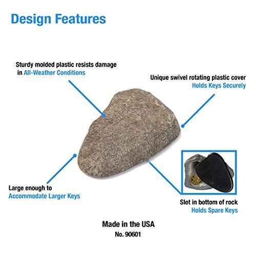 Lucky Line Rock Key Hider, Cash Hider, Medium, Pack of 1, Brown or Gray (90601)