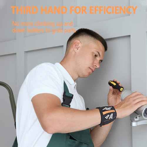 Magnetic Wristband for Tools, Screws, Nails and Drill Bits, Magnetic Wrist Band Made from 15 Strong Magnets, Wrist Magnetic Screw Holder, Tool Gifts for Men, Dad, Husband, Grandpa, Handyman
