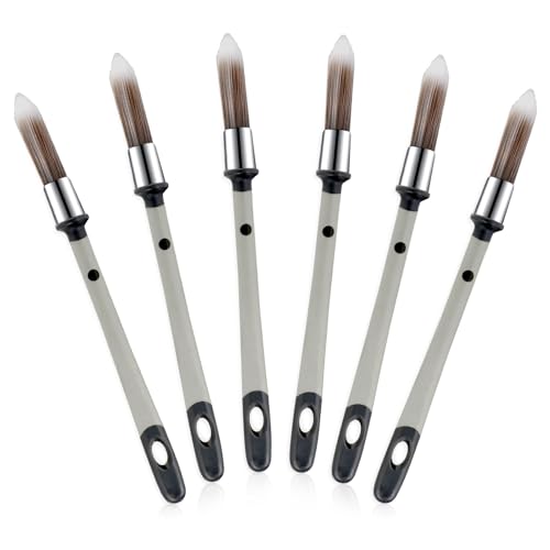 6 Pcs Paint Brushes for Painting Walls 0.37 Inch Small Paint Brush, Trim Paint Brushes Edge Painting Tool for Baseboards Furniture House Wall Corners Detail Paint Edger Brush and Touch Up Painting