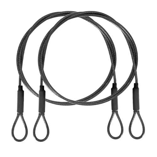 3.3mm (1/8 Inch) Outdoor Travel Stainless Steel Security Cable-3ft Luggage Lock Safety Wire Flexible Steel Wire Rope with Double Loop Safety for Luggage, Bike, Lock(Balck*2, 3ft-(2Pack)