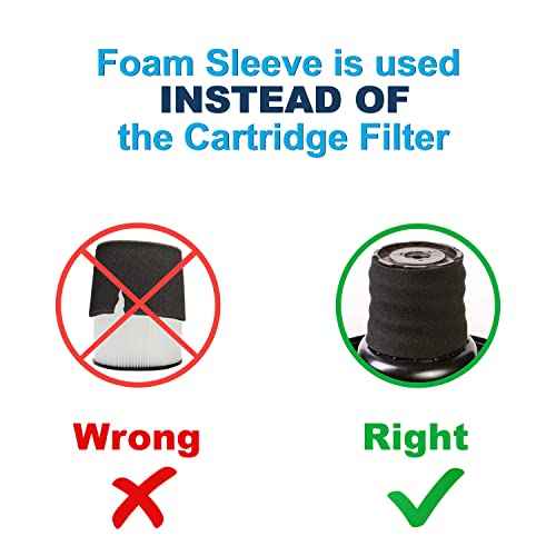 HQRP Foam Filter Sleeve compatible with Shop-Vac 905-85, 90585 fits 2010, 2010A, 2015, 2015A, 2E150, 2E200, 3150, 3200, 3225, 3332, 3332.5A, 3332.5B, 3333.5, 3333.OH, 3334 Wet Dry Vacuums